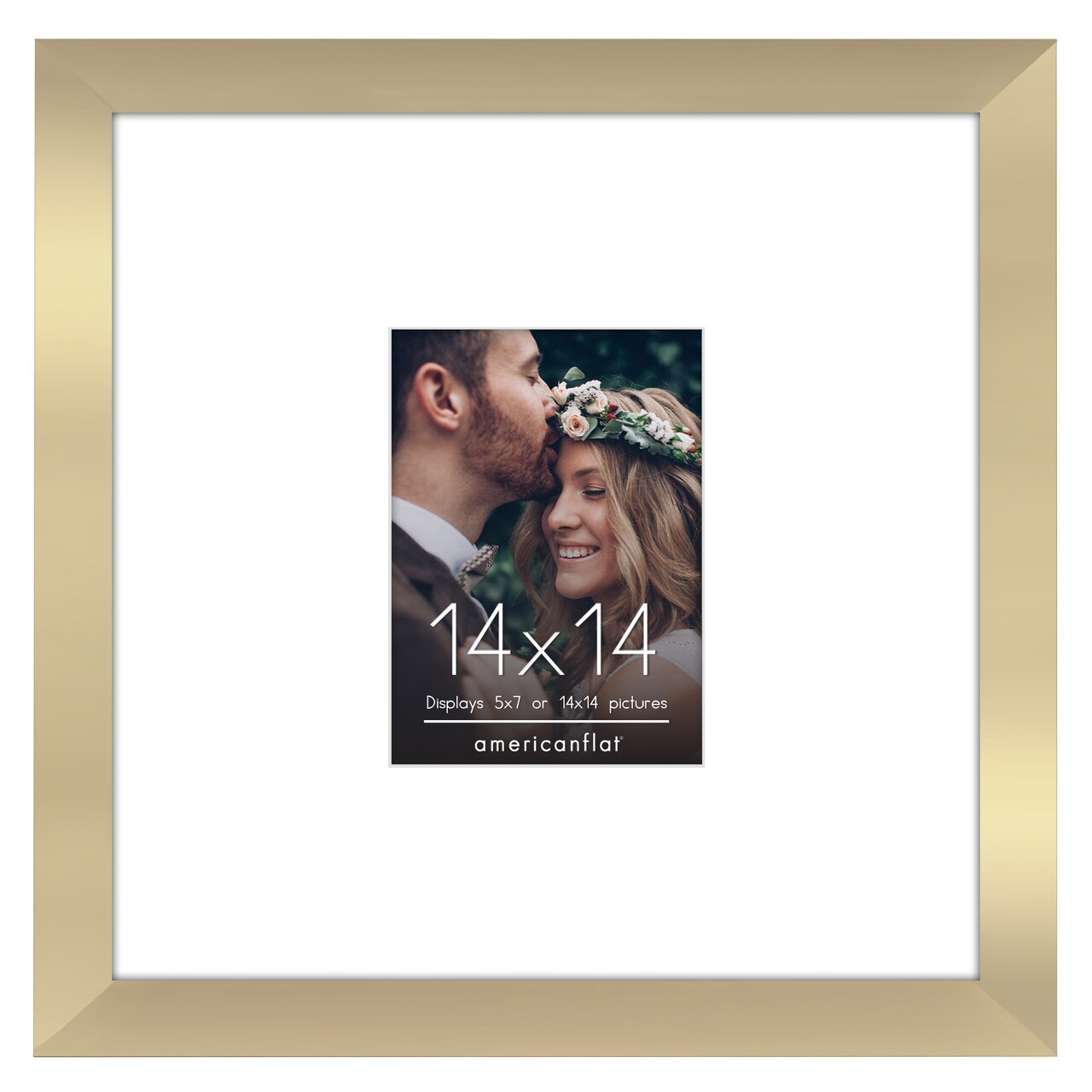 Americanflat 14x14 Wedding Signature Picture Frame - 5x7 with Mat or 14x14 without Mat - Signature Frame for Celebrations - Shatter Resistant Glass - Hanging Hardware